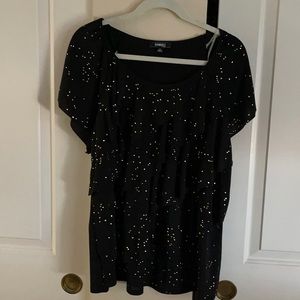 NWT black with gold studs ruffle top plus size 1x